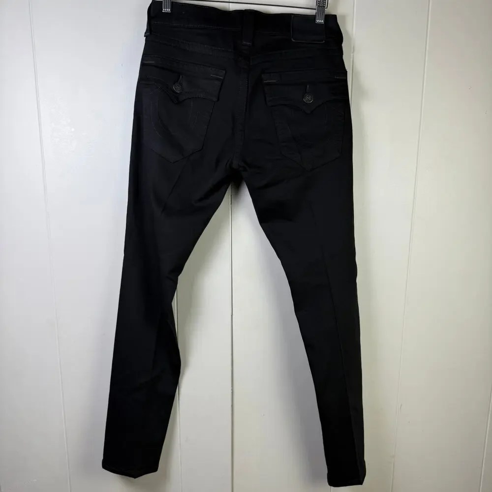 True Religion Geno Jeans Mens Relaxed Slim Fit Black Flap Size‎ 30